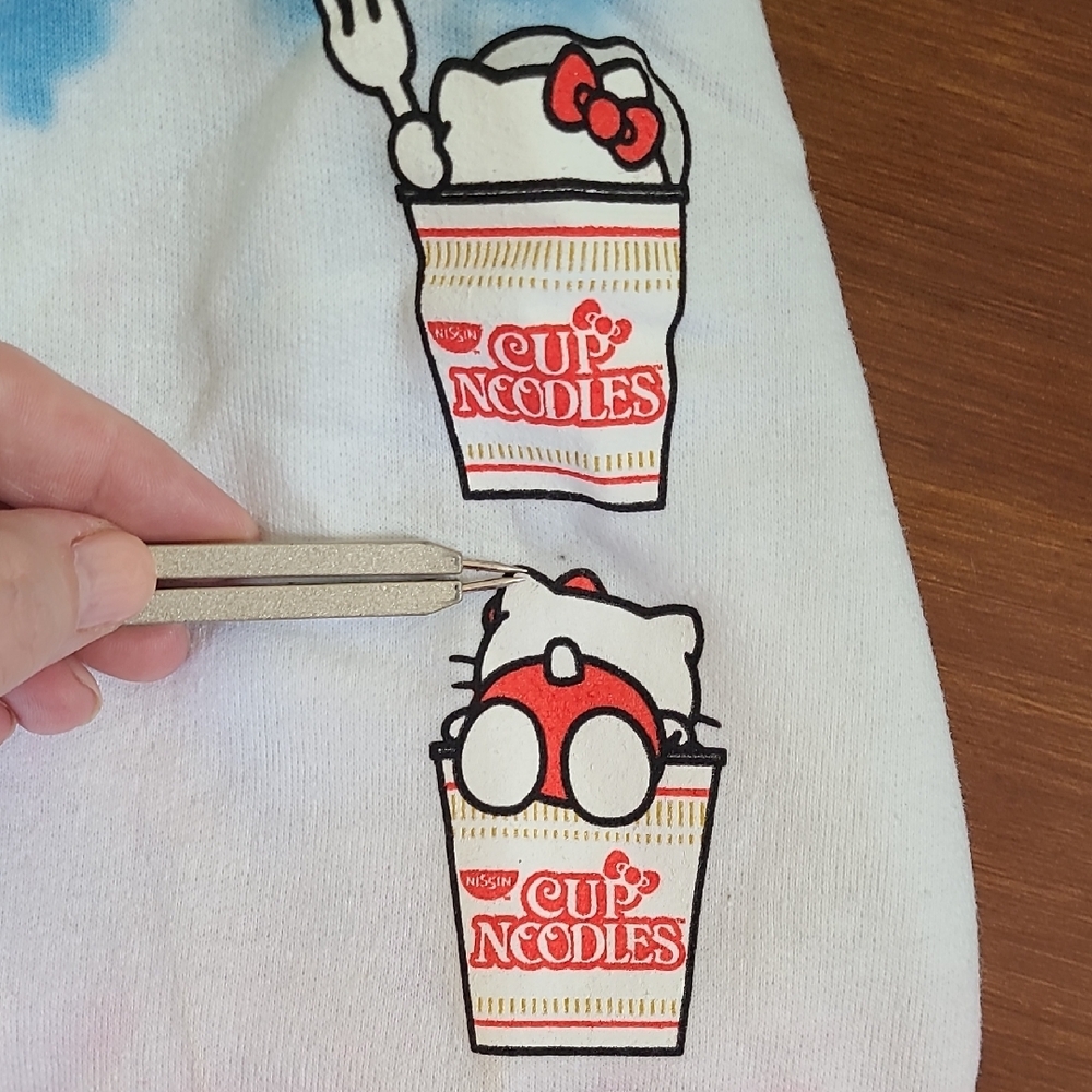 Cup Noodles X Hello Kitty Blue Pink White Tie Dye Cup Noodles Hoodie XL - Picture 14 of 14
